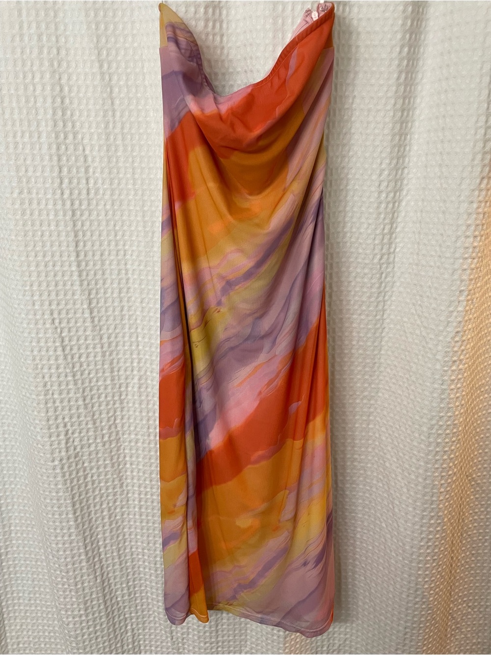Lulu's Lavender Multi Mesh Strapless Midi Dress